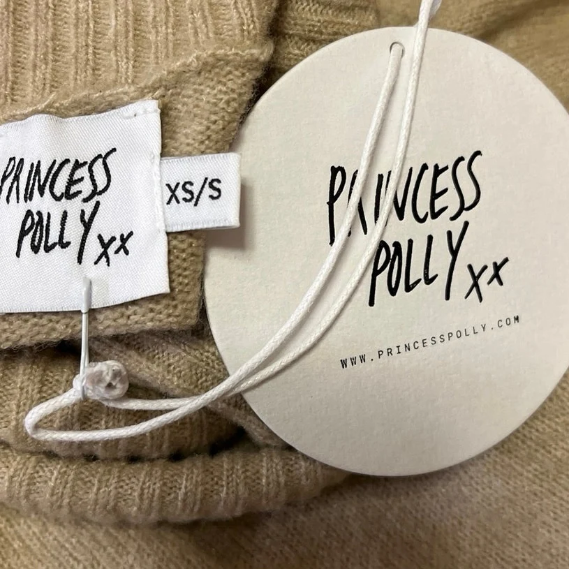 New Princess Polly Beige Ribbed Turtle Neck Long Sleeve Mini Sweater Dress XS/S - Image 3