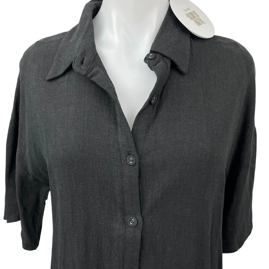 NEW Princess Polly Black Guava Linen 3/4 Sleeve Button Down Shirt Top Size 2 - Image 3