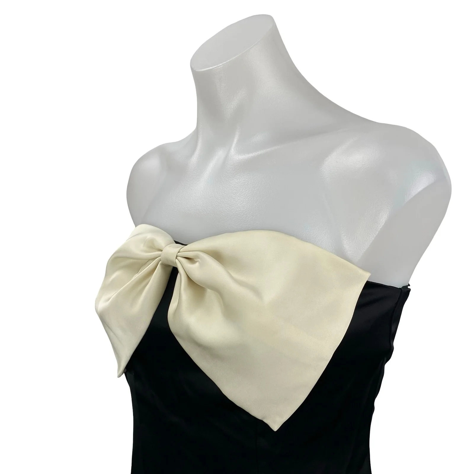 NEW Princess Polly Kesy Bow Black Strapless Bandeau Tube A Line Mini Dress Sz 4 - Image 2