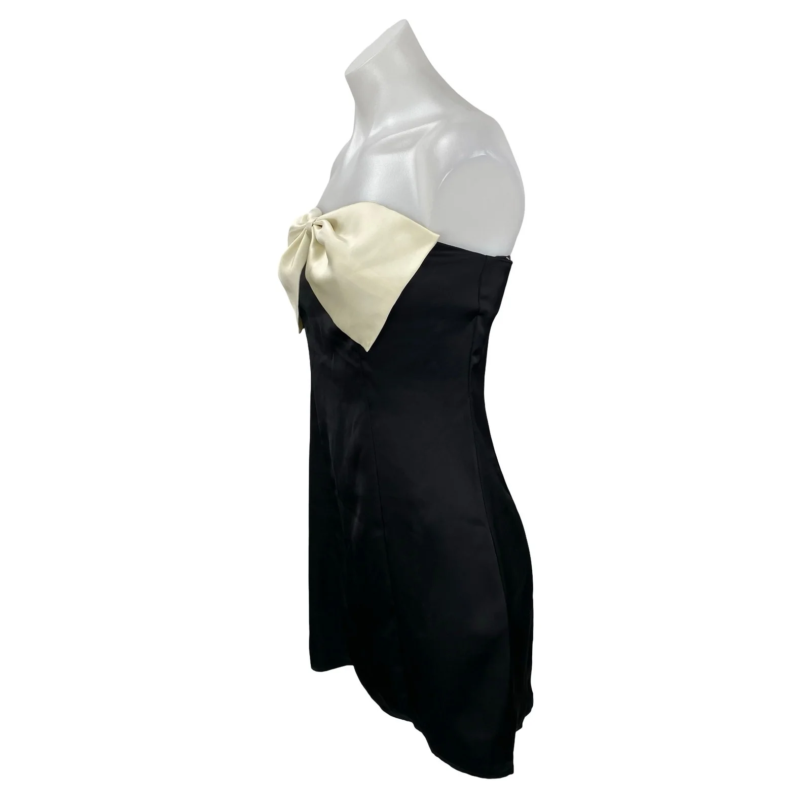 NEW Princess Polly Kesy Bow Black Strapless Bandeau Tube A Line Mini Dress Sz 4 - Image 3