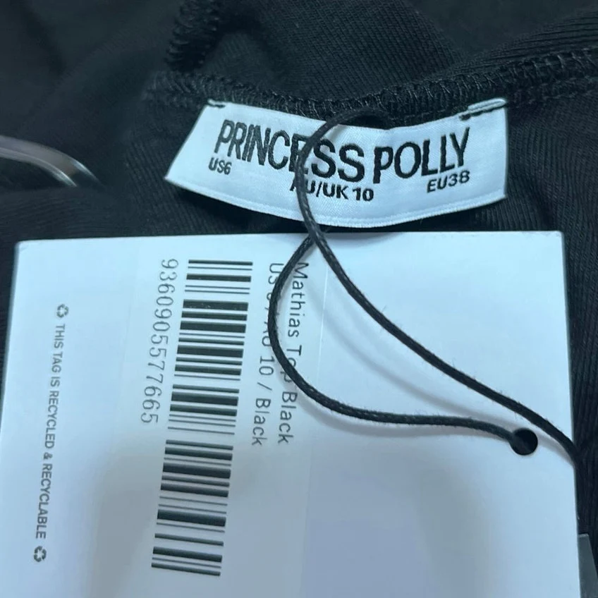 NEW Princess Polly Mathias Black Sleeveless Tie High Neck Blouse Crop Top Size 6 - Image 4
