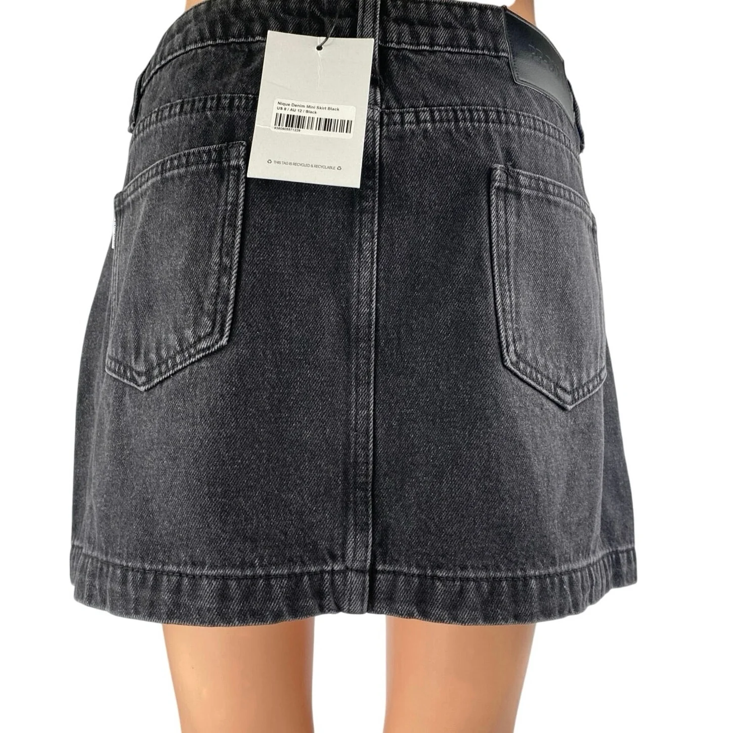 NEW Princess Polly Women Black High Waisted A Line Mini Denim Jean Skirt Size 8 - Image 3