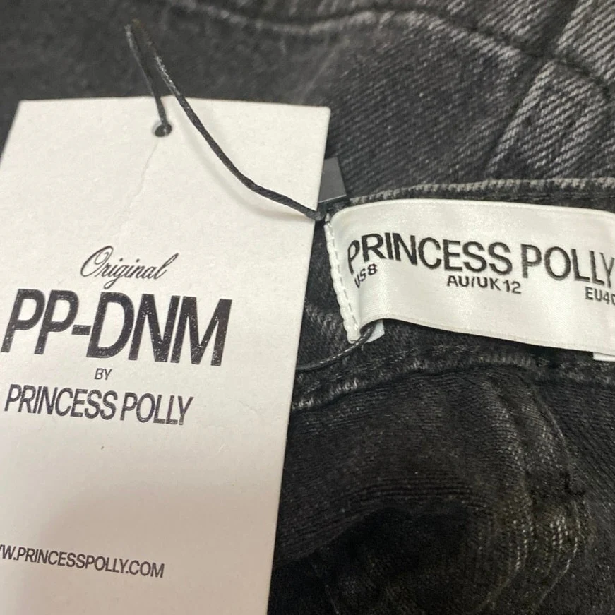 NEW Princess Polly Women Black High Waisted A Line Mini Denim Jean Skirt Size 8 - Image 4
