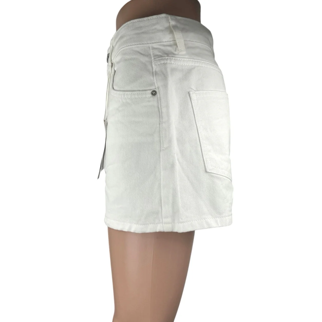 NEW Pull & Bear Pacific Republic White High Waisted Denim Jean Shorts Size 6 - Image 2