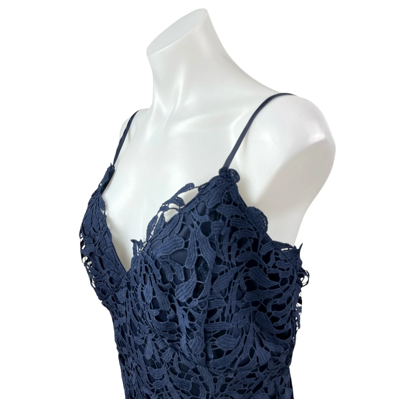 NEW Quiz Women's Blue Floral Lace Sleeveless V Neck Cami Midi Sheath Dress 12 - Image 2