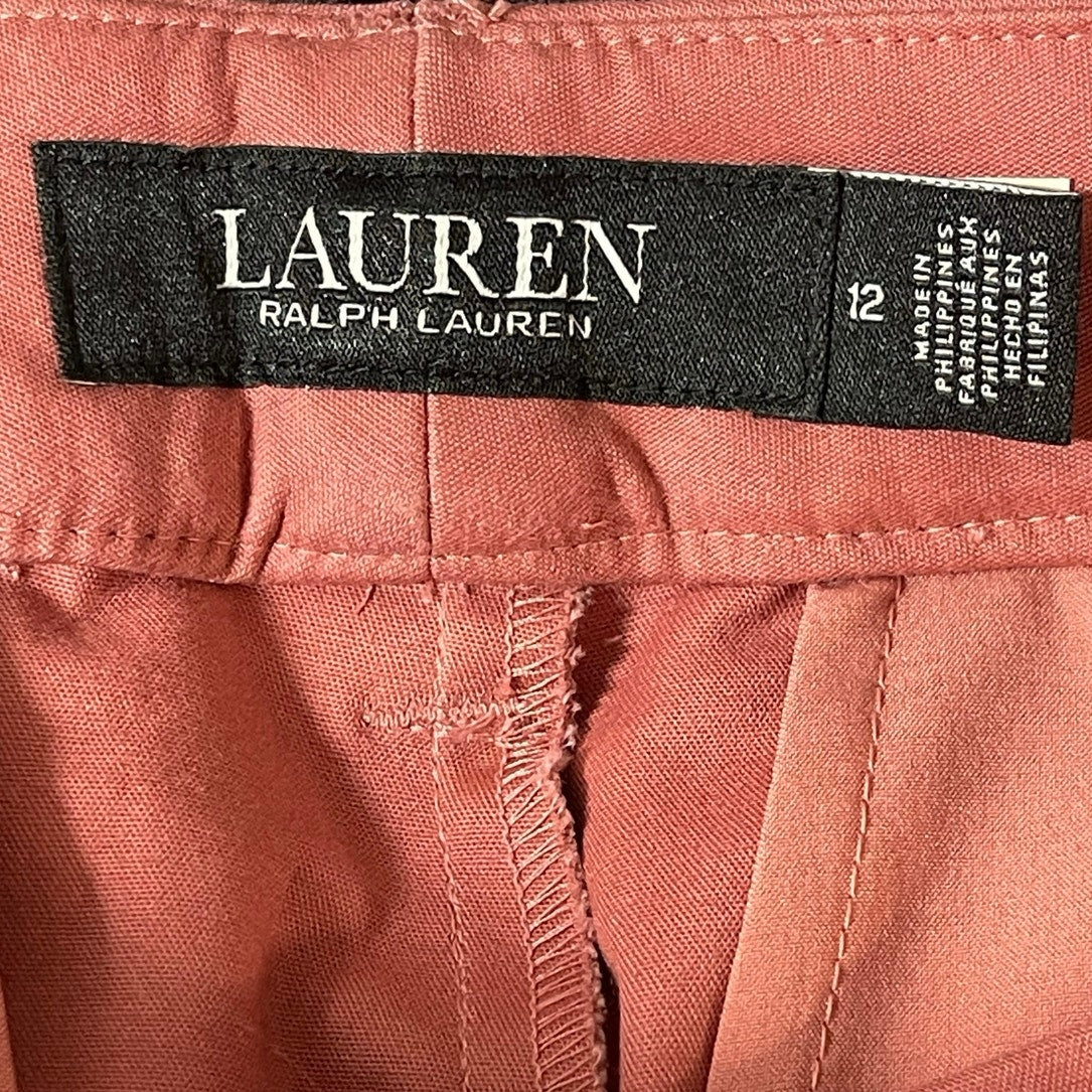 NEW Ralph Lauren Pink Satin High Waisted Straight Trousers Dress Pants Size 12 - Image 7