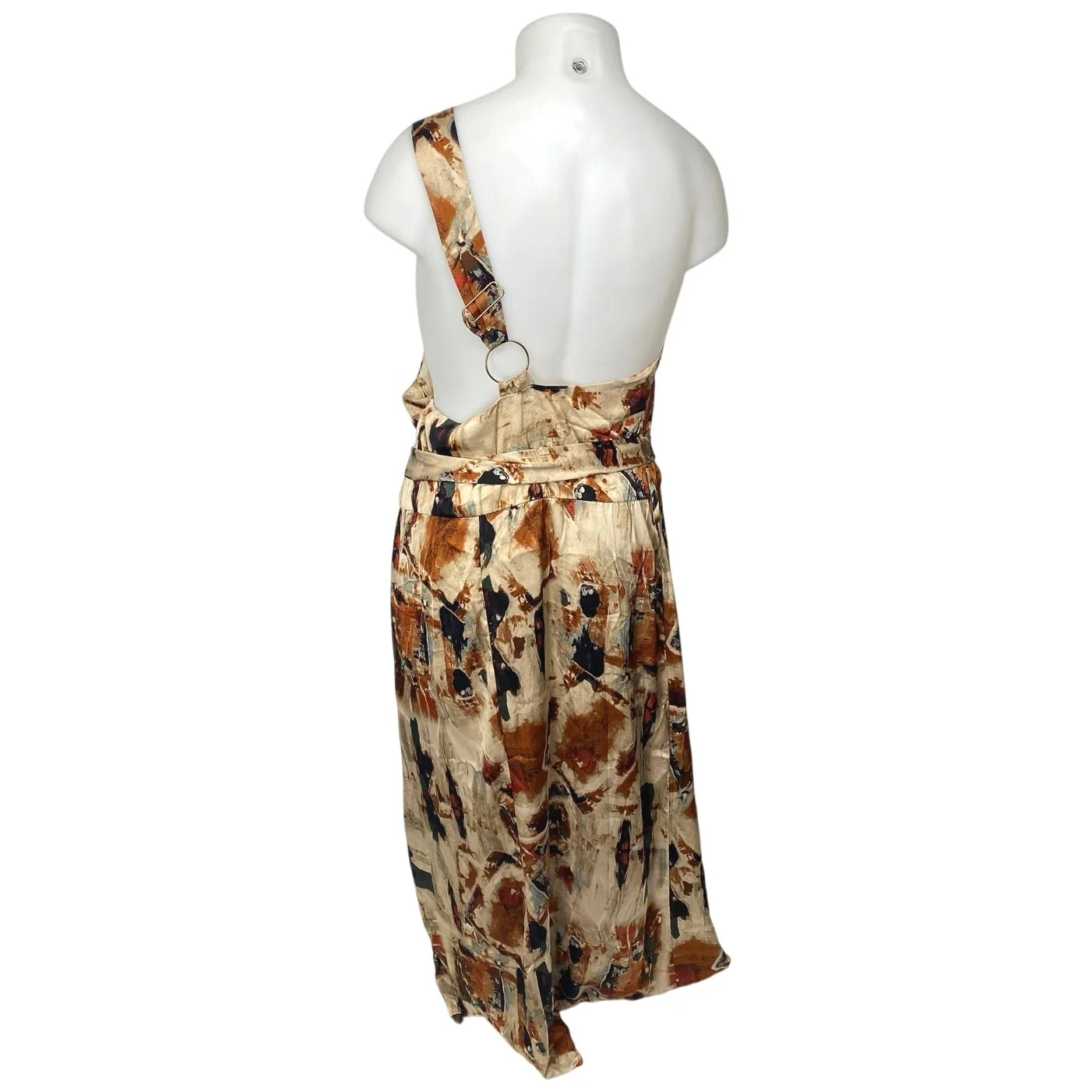 NEW Rebdolls Kiera Multicolor Satin Abstract One Shoulder Maxi Shift Dress 14/16 - Image 2