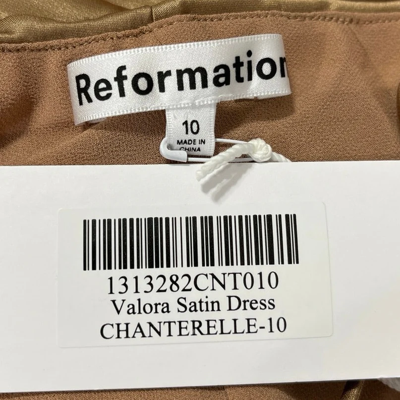 NEW Reformation Valora Gold Silk Satin Halter Tie Midi Maxi Cami Slip Dress 10 - Image 4
