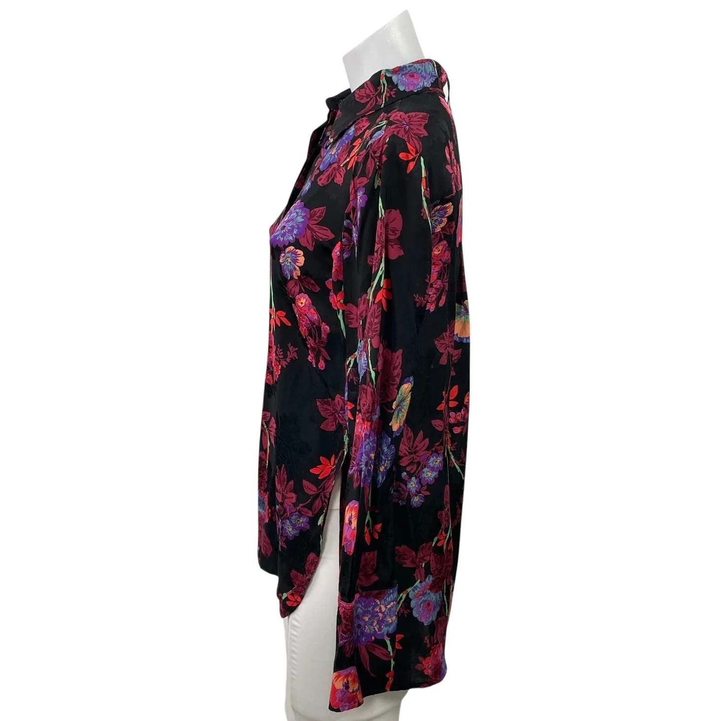 NEW Reiss Multicolor Floral Texture Jacquard Long Sleeve Button Down Shirt Top 0 - Image 2