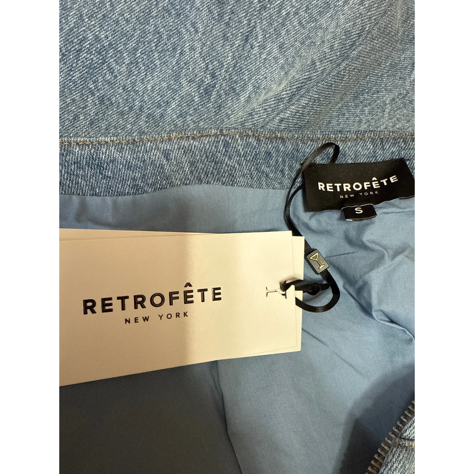 NEW Retrofete Blue Denim Strapless Sleeveless Mini A-Line Tank Tube Dress Size S - Image 4