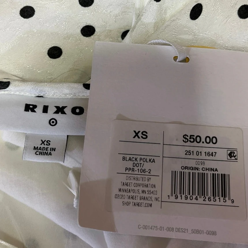 NEW Rixo for Target White Red Floral Polka Dots Ruffle Cami Slip Midi Dress XS - Image 4