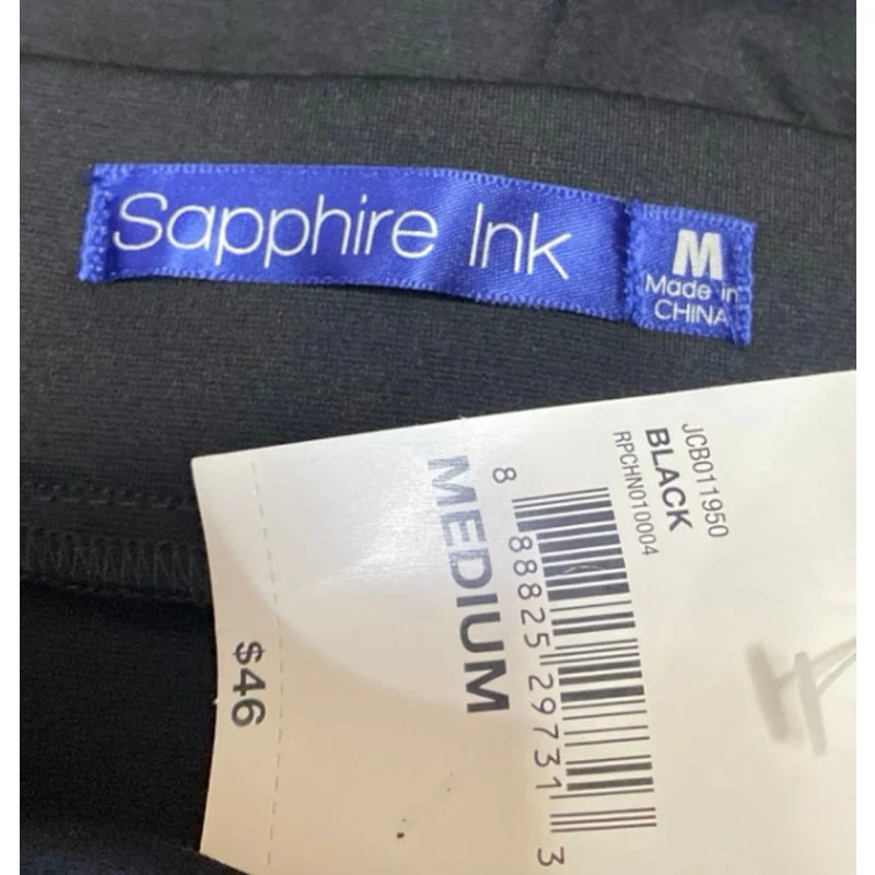 NEW Sapphire Ink Black Faux Leather Trim High Rise Skinny Trousers Pants Size M - Image 4