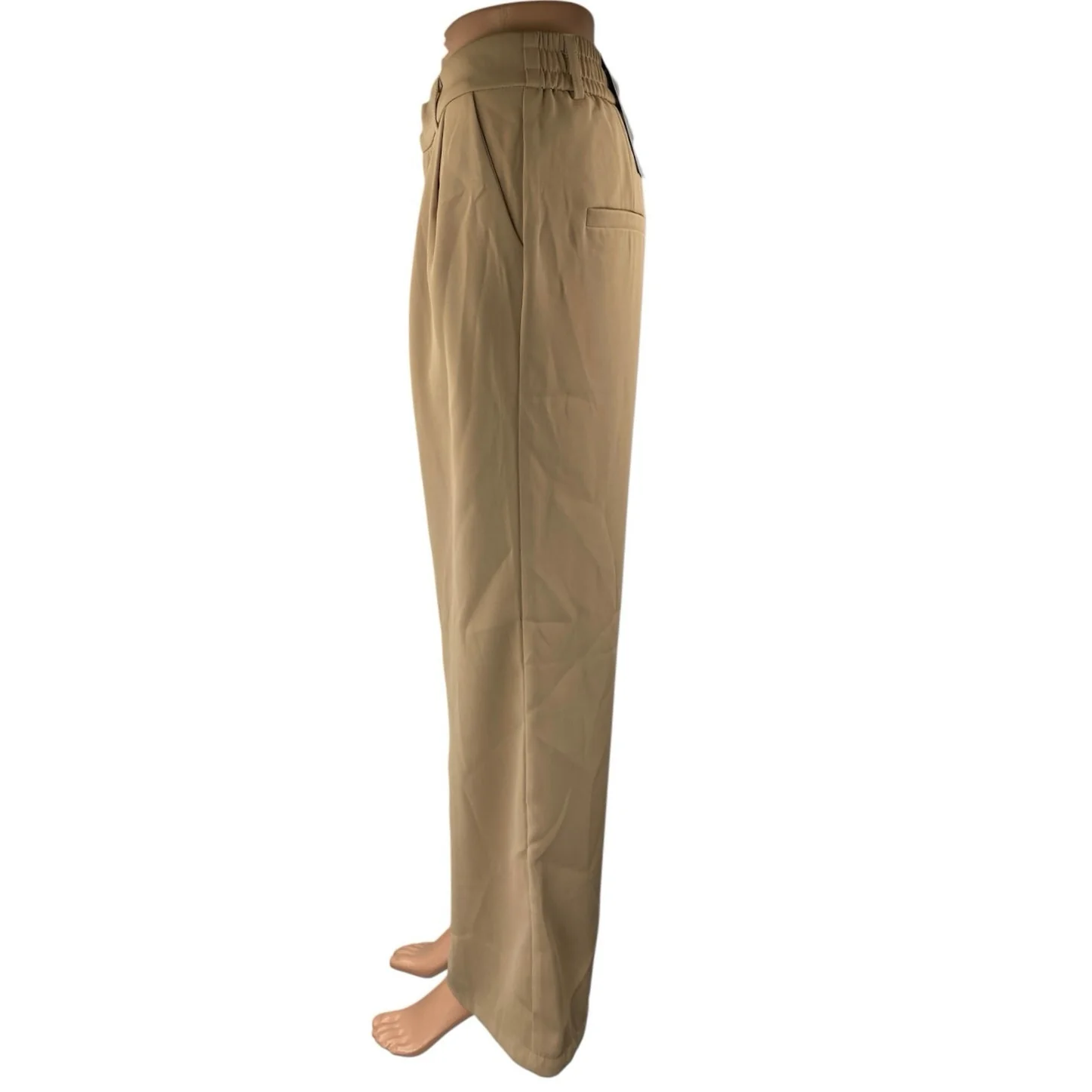 NEW Sarin Mathews Brown Tan Pleated High Waist Wide Leg Trousers Dress Pants S - Image 2