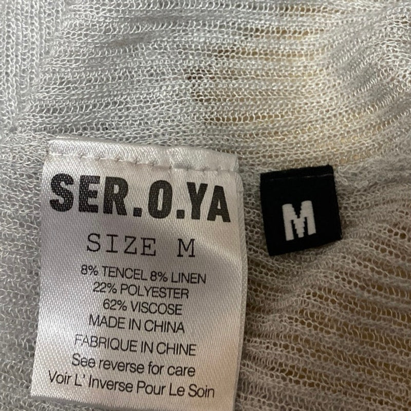 NEW Ser.O.Ya Piper Gray Linen Knit Turtleneck Long Sleeve Sheer Sweater Top Sz M - Image 4