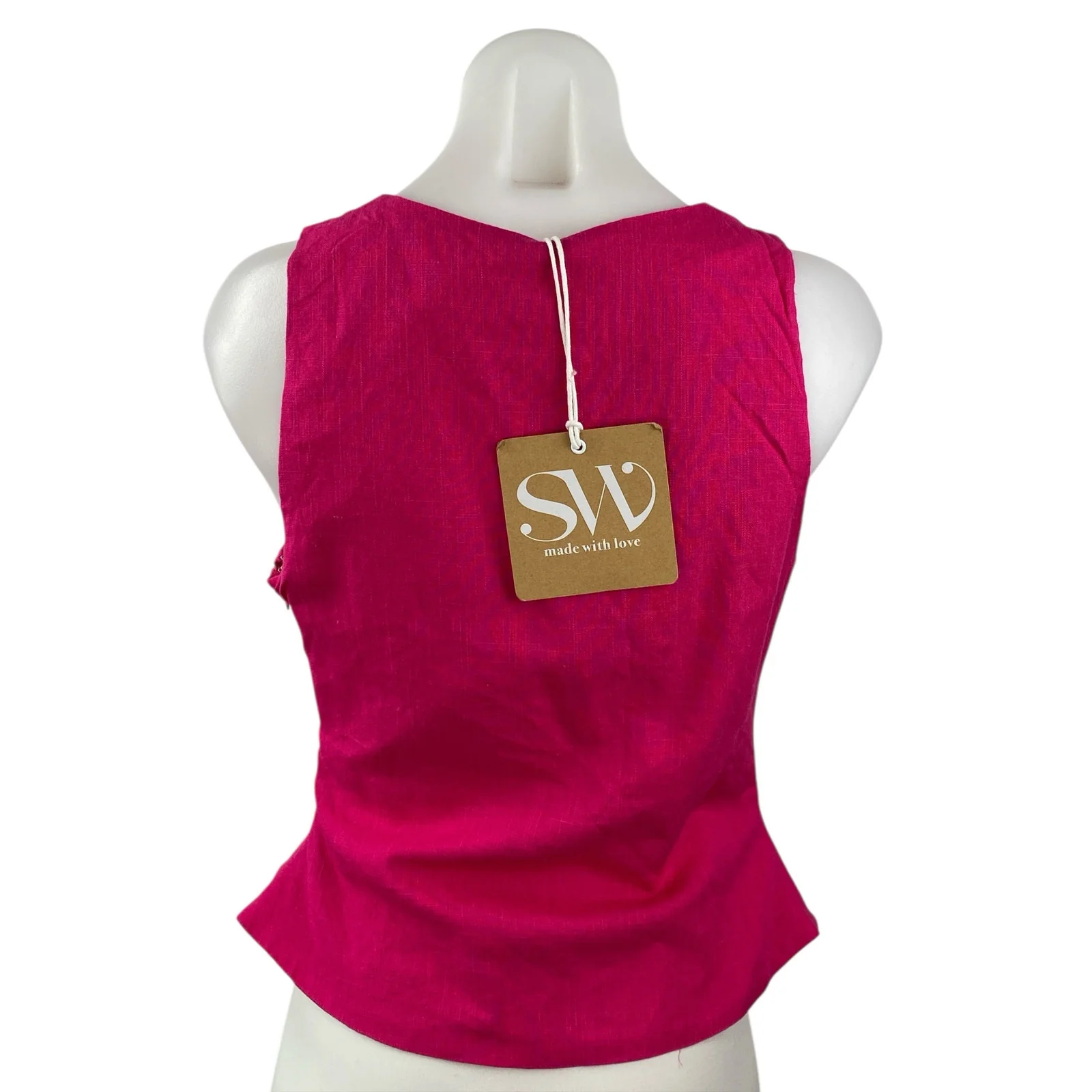 NEW Seven Wonders Pink Sleeveless Deep V Neck Ruched Tank Blouse Top Size L - Image 2