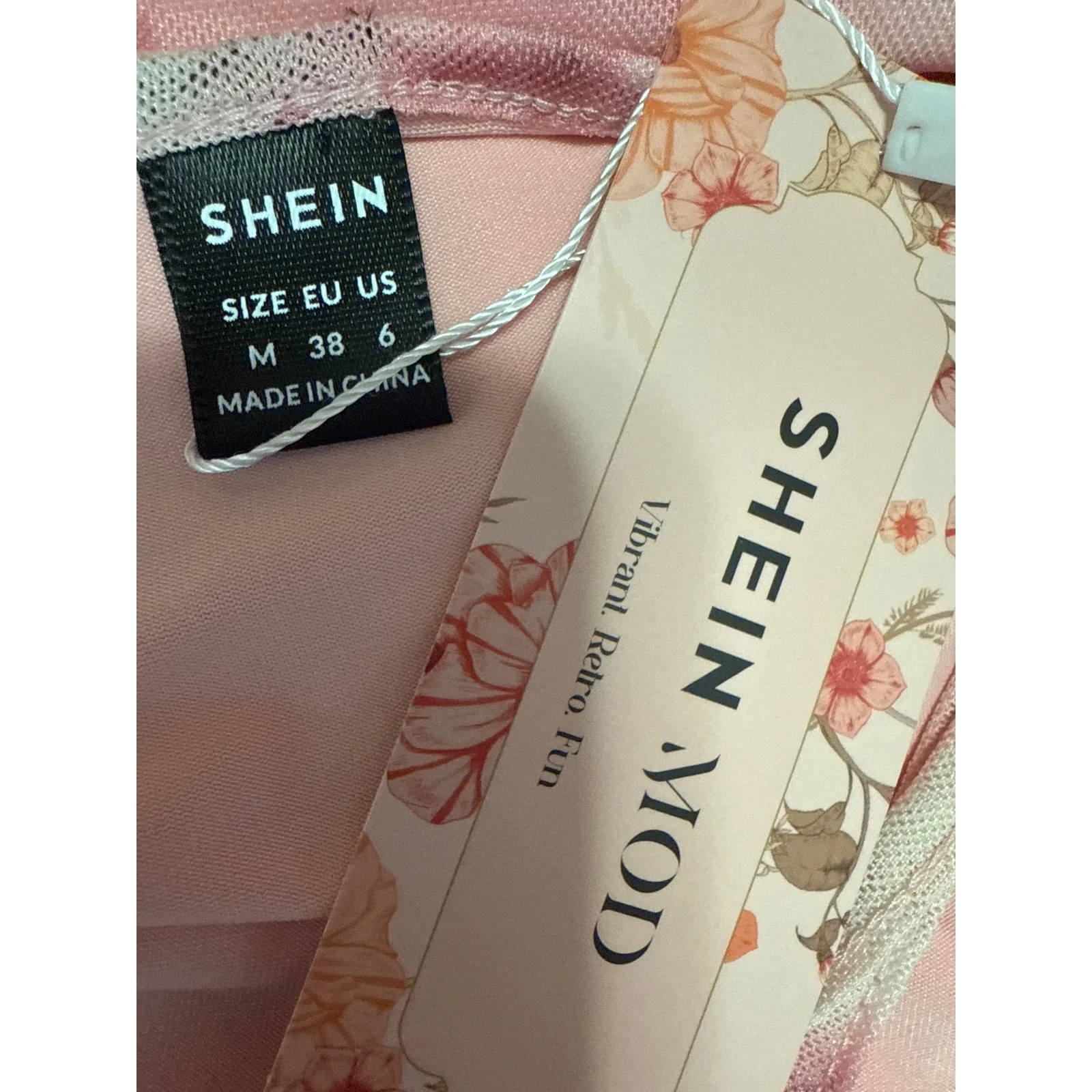 NEW Shein Pink Floral Ruched Sleeveless Cami Camisole Tank Midi Bodycon Dress M - Image 5