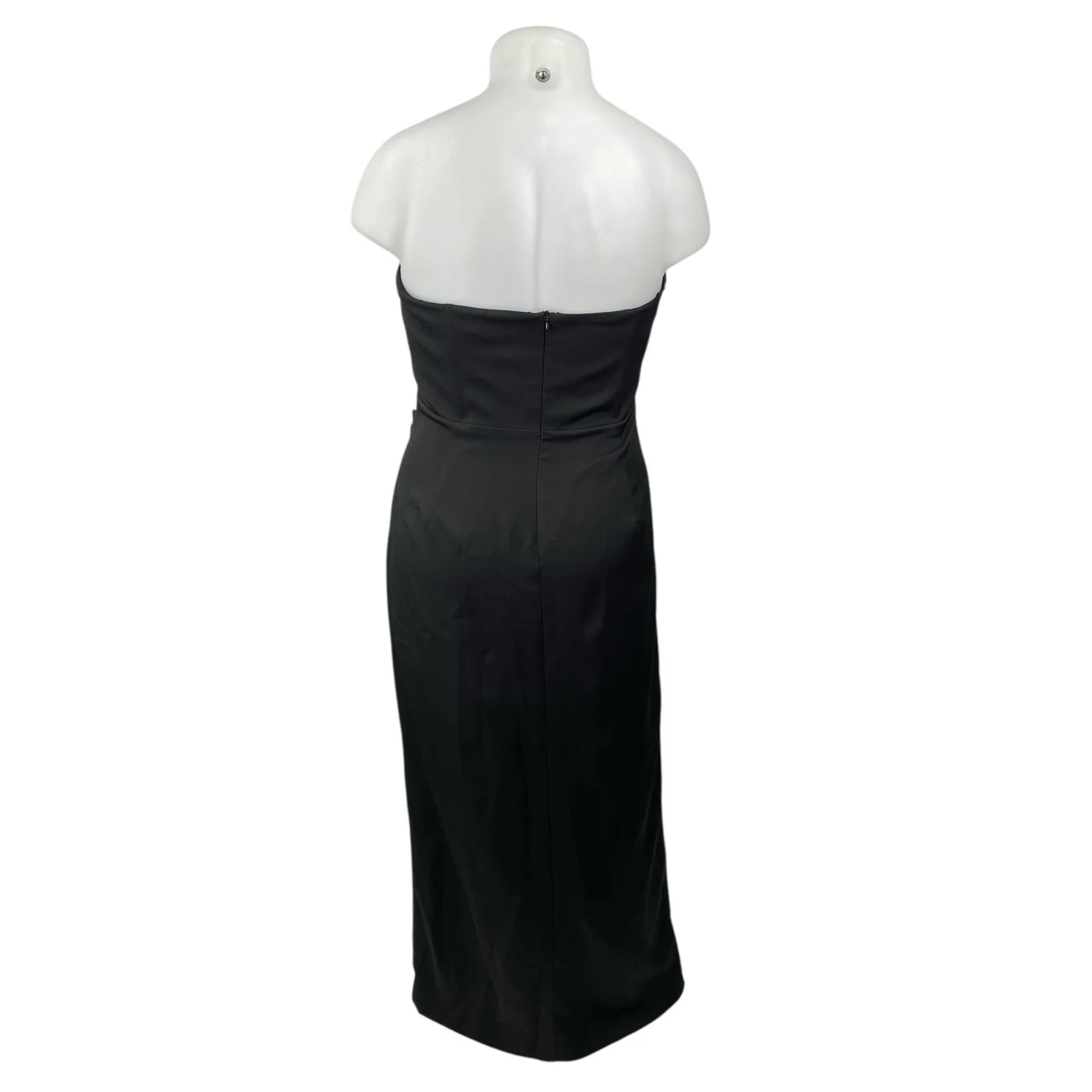 NEW Showpo Avery Black Ruched Drape Strapless Tube Bandeau Midi Bodycon Dress 14 - Image 4