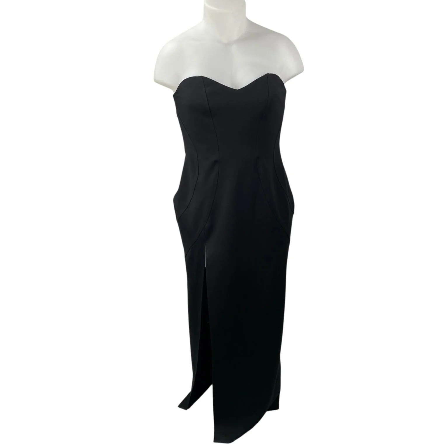 NEW Showpo Oriella Panelled Thigh Split Strapless Bandeau Maxi Bodycon Dress 14