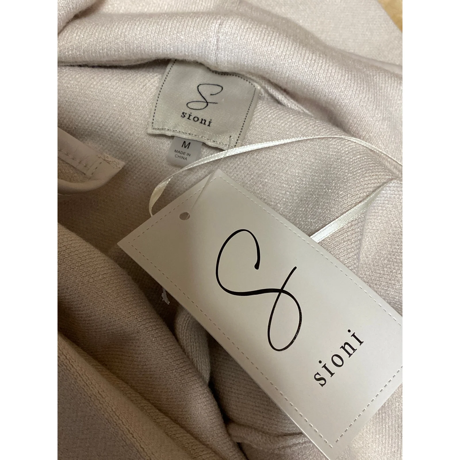 NEW Sioni Women's Cream Beige Collared belted Long Sleeve Trench Coat Jacket M - Image 3