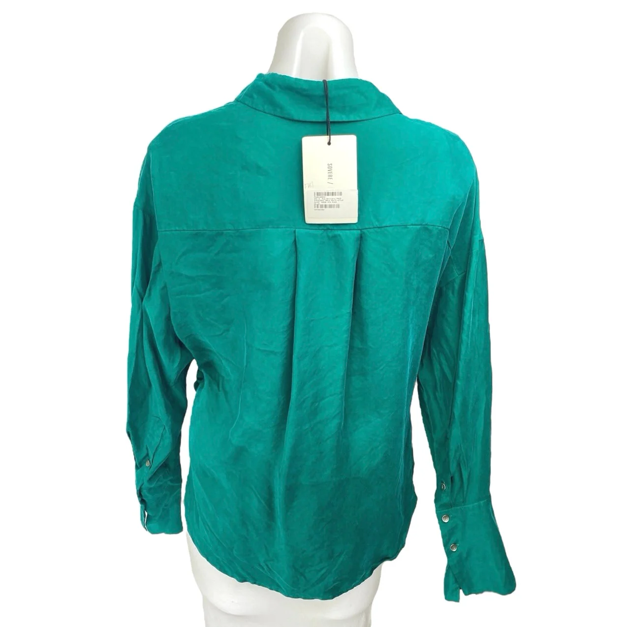 NEW Sovere Arlo Women's Green Long Sleeve Faux Wrap Shirt Blouse Top Size S - Image 2