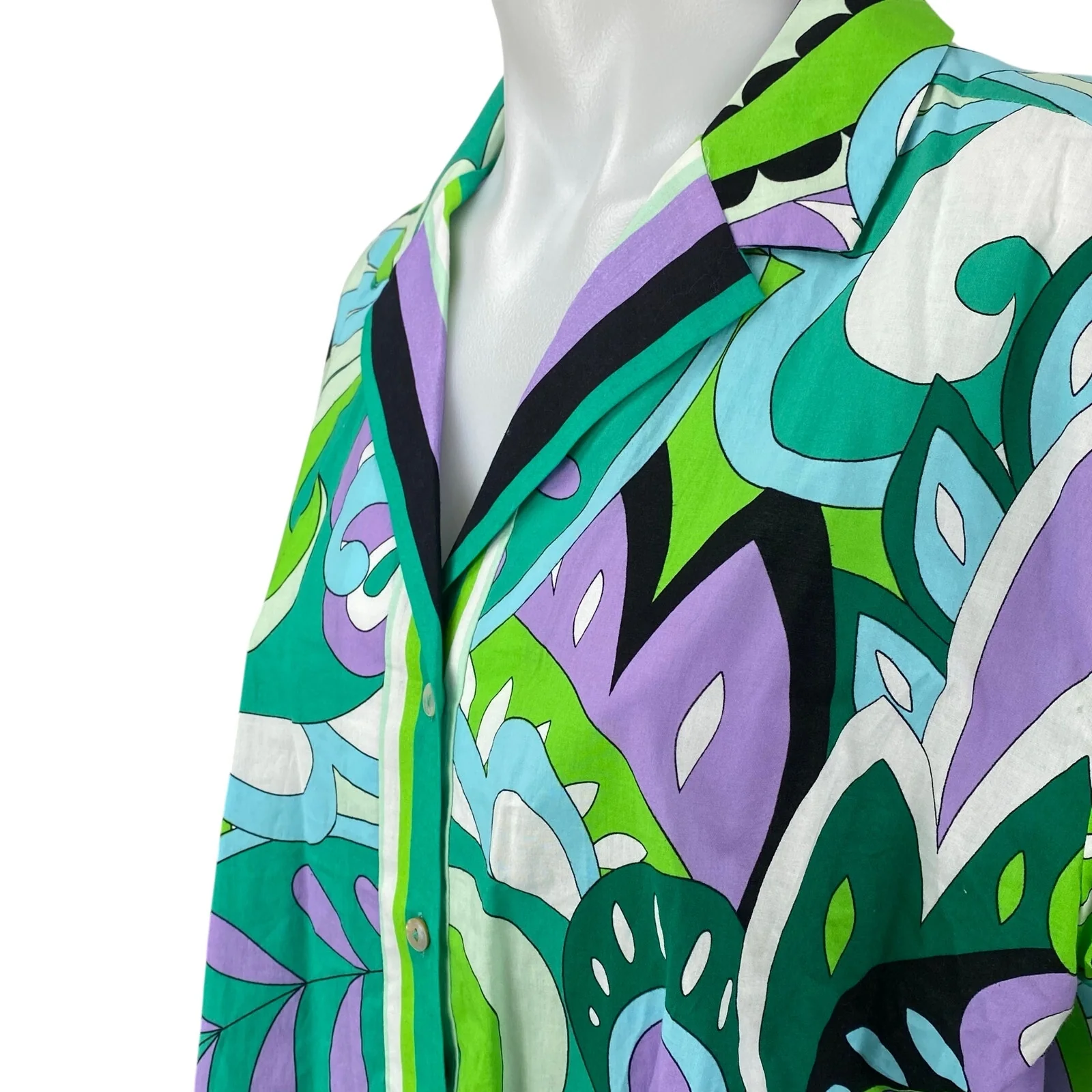 NEW Steve Madden Paloma Multicolor Abstract Button Up Cropped Shirt Top Size S - Image 2