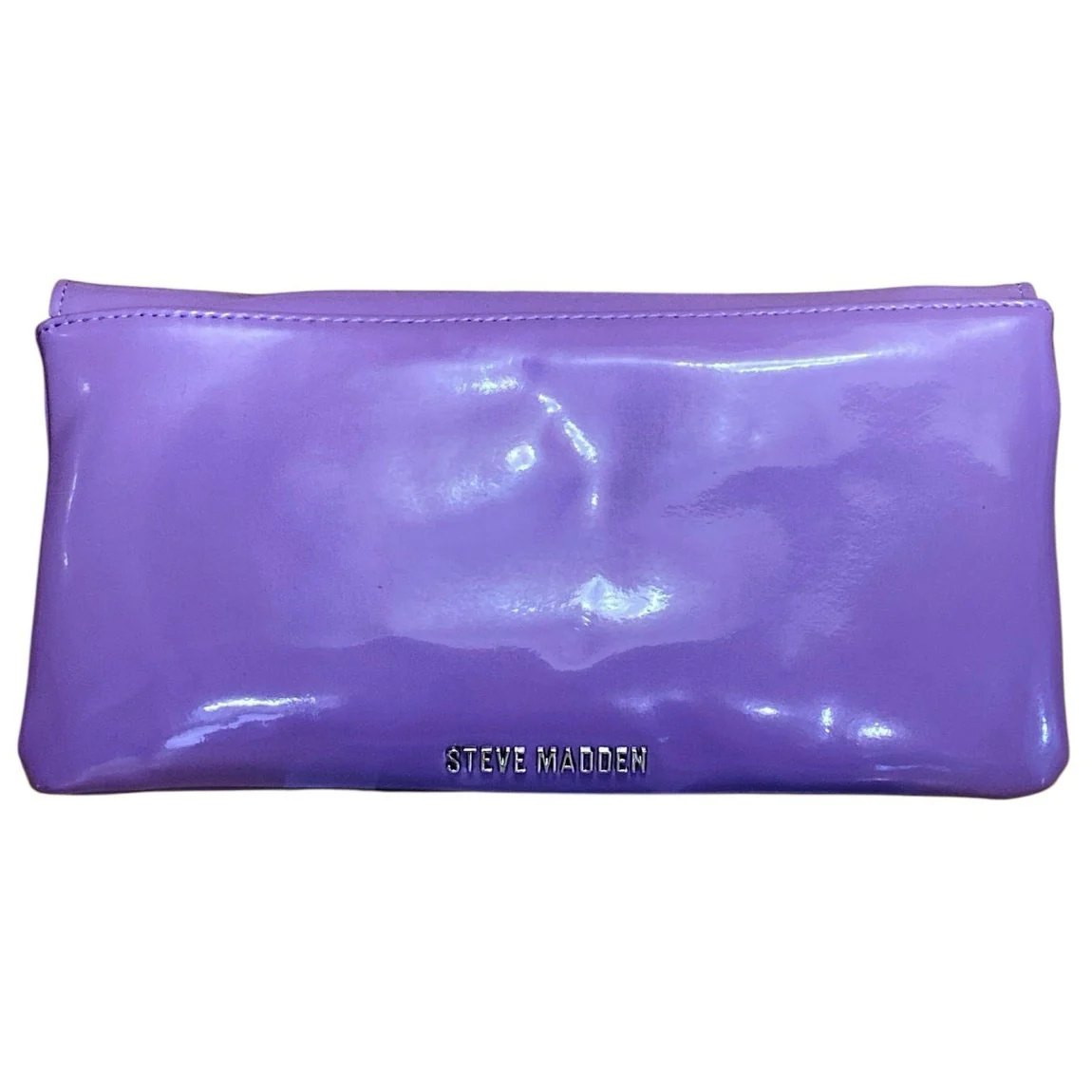 NEW Steve Madden Women's Glossy Purple Wristlet Clutch Crossbody Handbag OS - Image 2