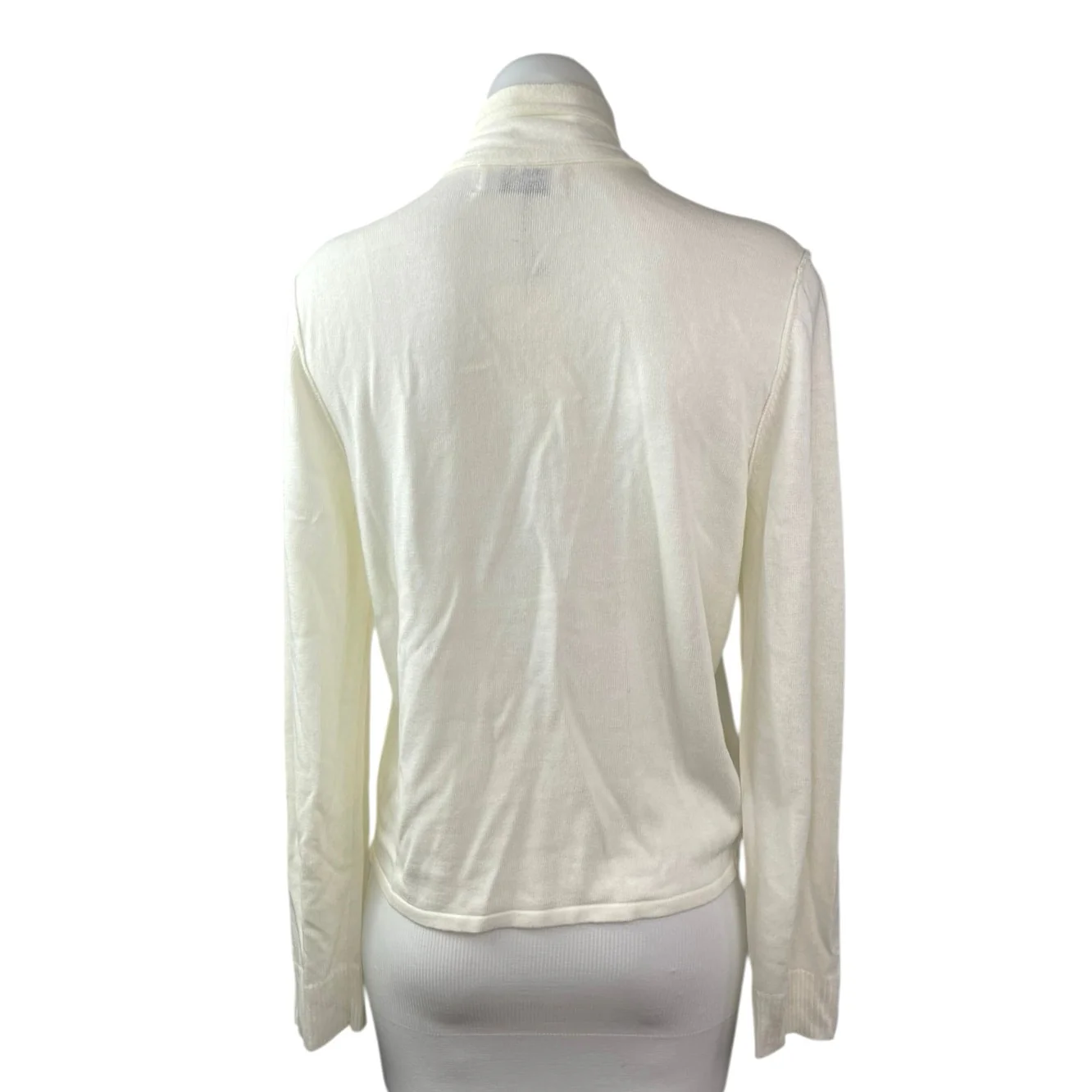 NEW Style Addict Womens Cream Long Sleeve Necktie Button Up Shirt Blouse Top S/M - Image 3