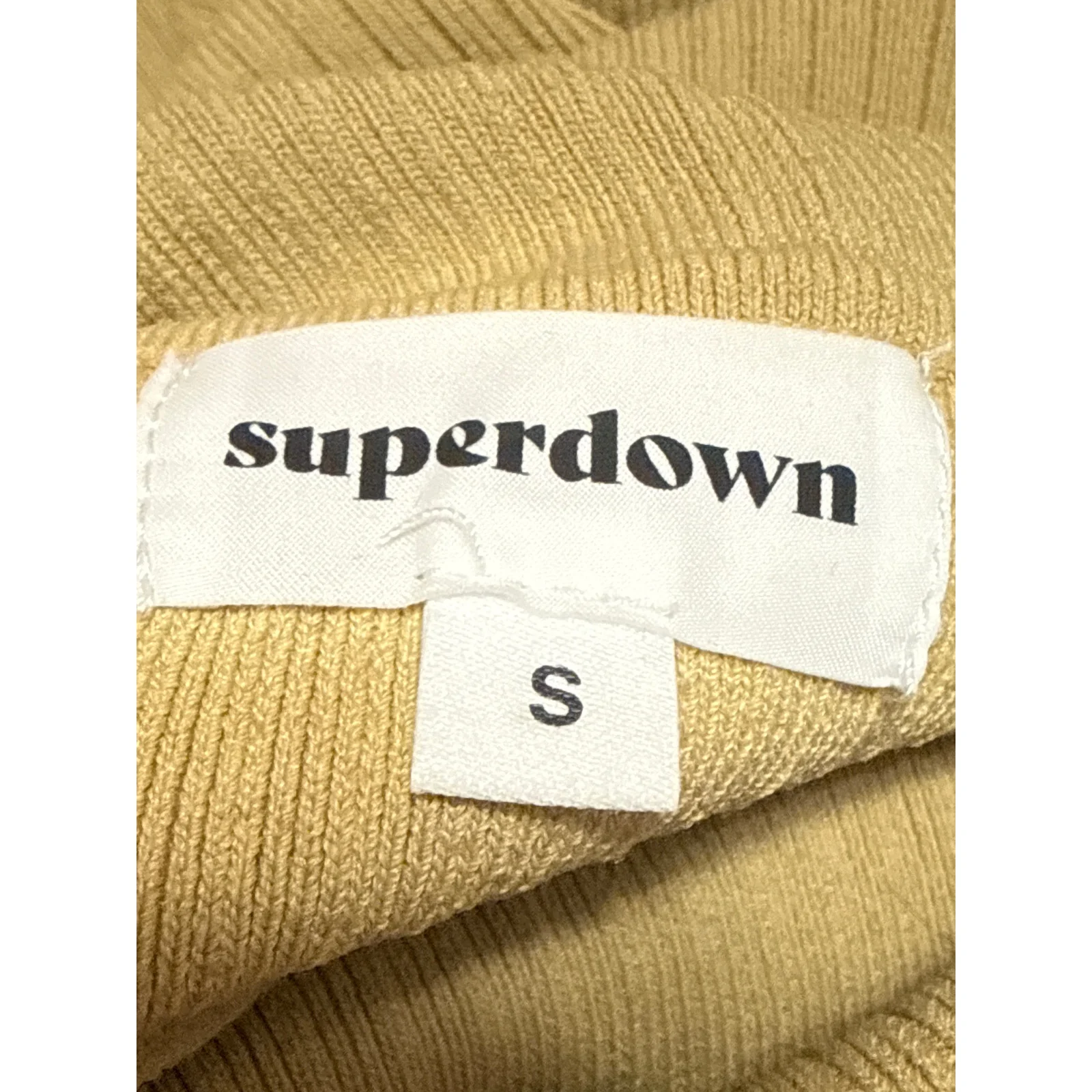NEW Superdown Tasha Toast Beige Rib Knit Cutout Turtleneck Mini Bodycon Dress S - Image 5