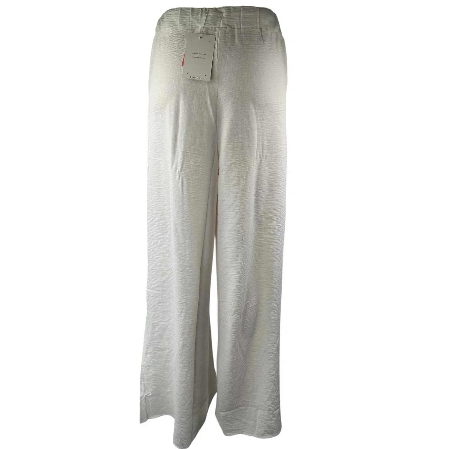 NEW The Frolic White Slit Drawstring High Rise Wide Leg Beach Pants Size XS - Image 3