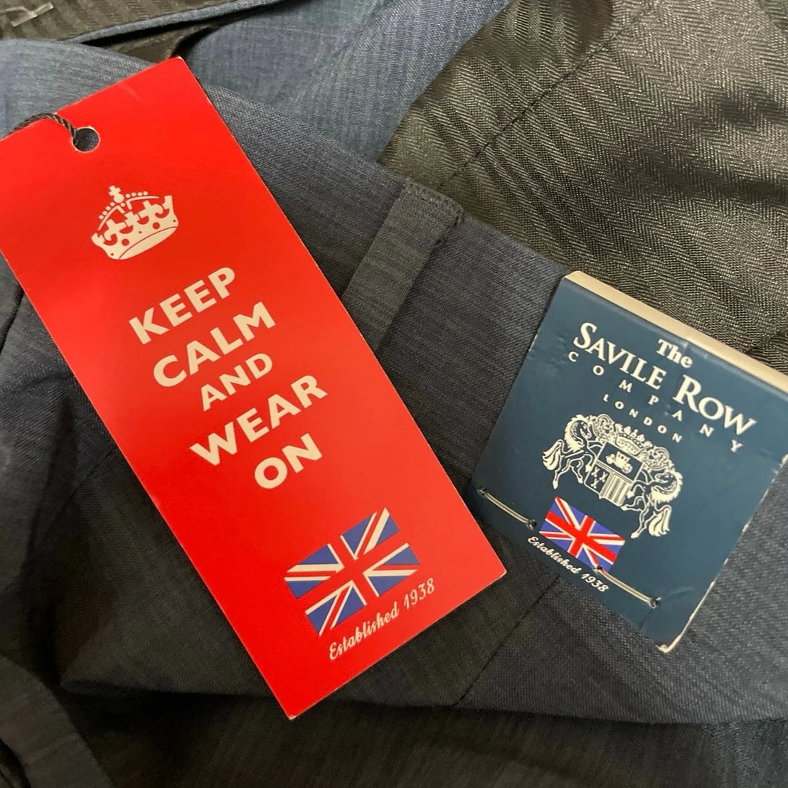 NEW The Savile Row Men's Blue Slim Tapered Trousers Dress Pants Size 34x30 - Image 4