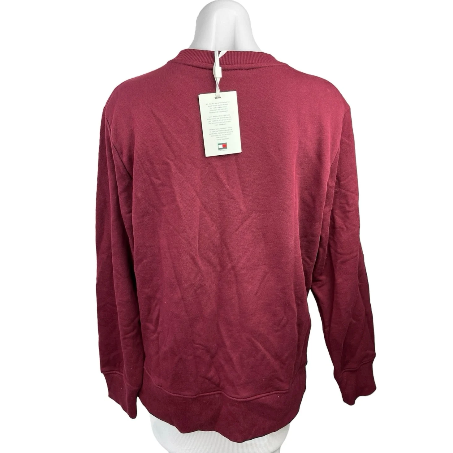 NEW Tommy Hilfiger Maroon Plum Embroidered Circle Logo Crew Neck Sweatshirt Sz L - Image 2
