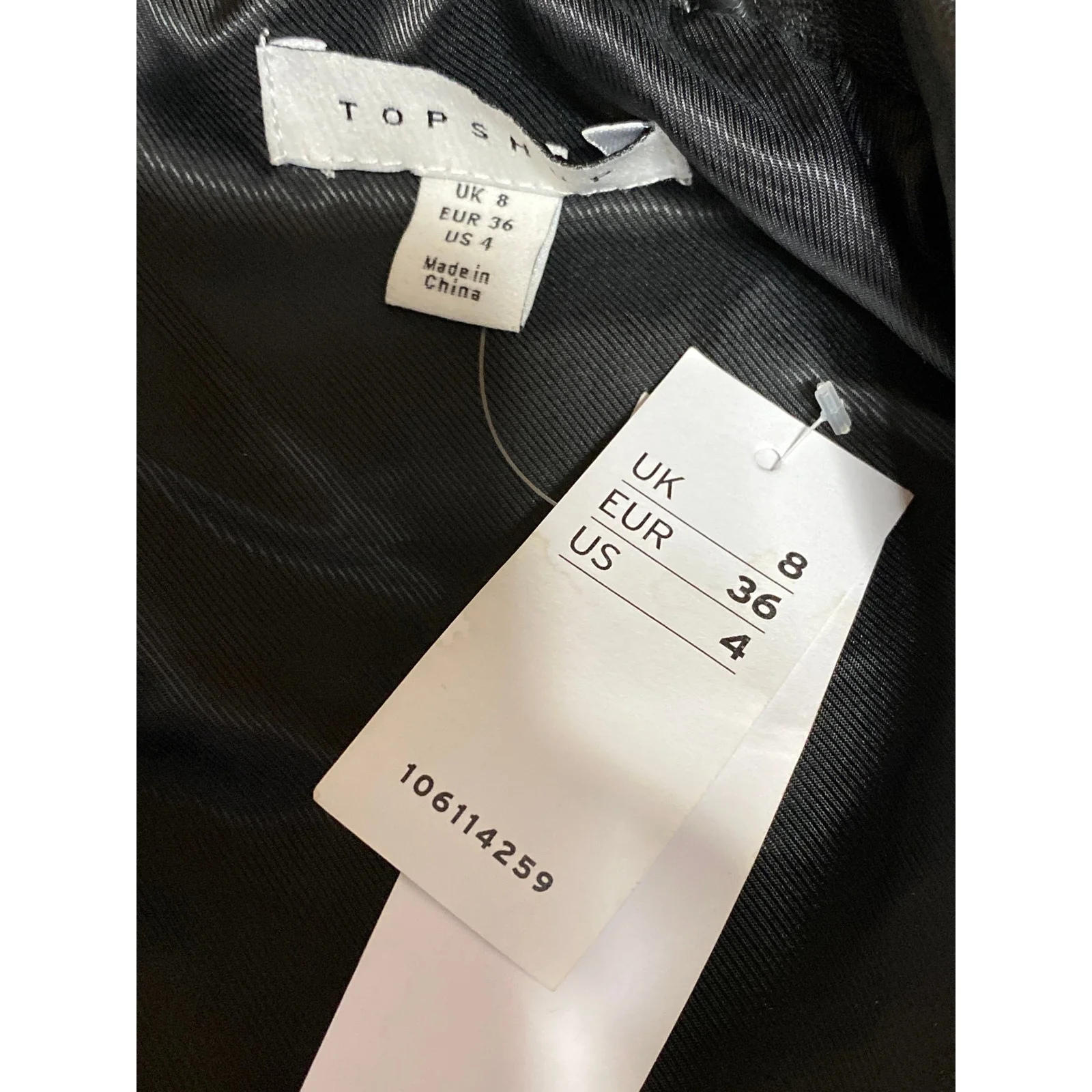 NEW Topshop Women's Black Faux Vegan Leather Zip Up Long Sleeve Moto Jacket Sz 4 - Image 4