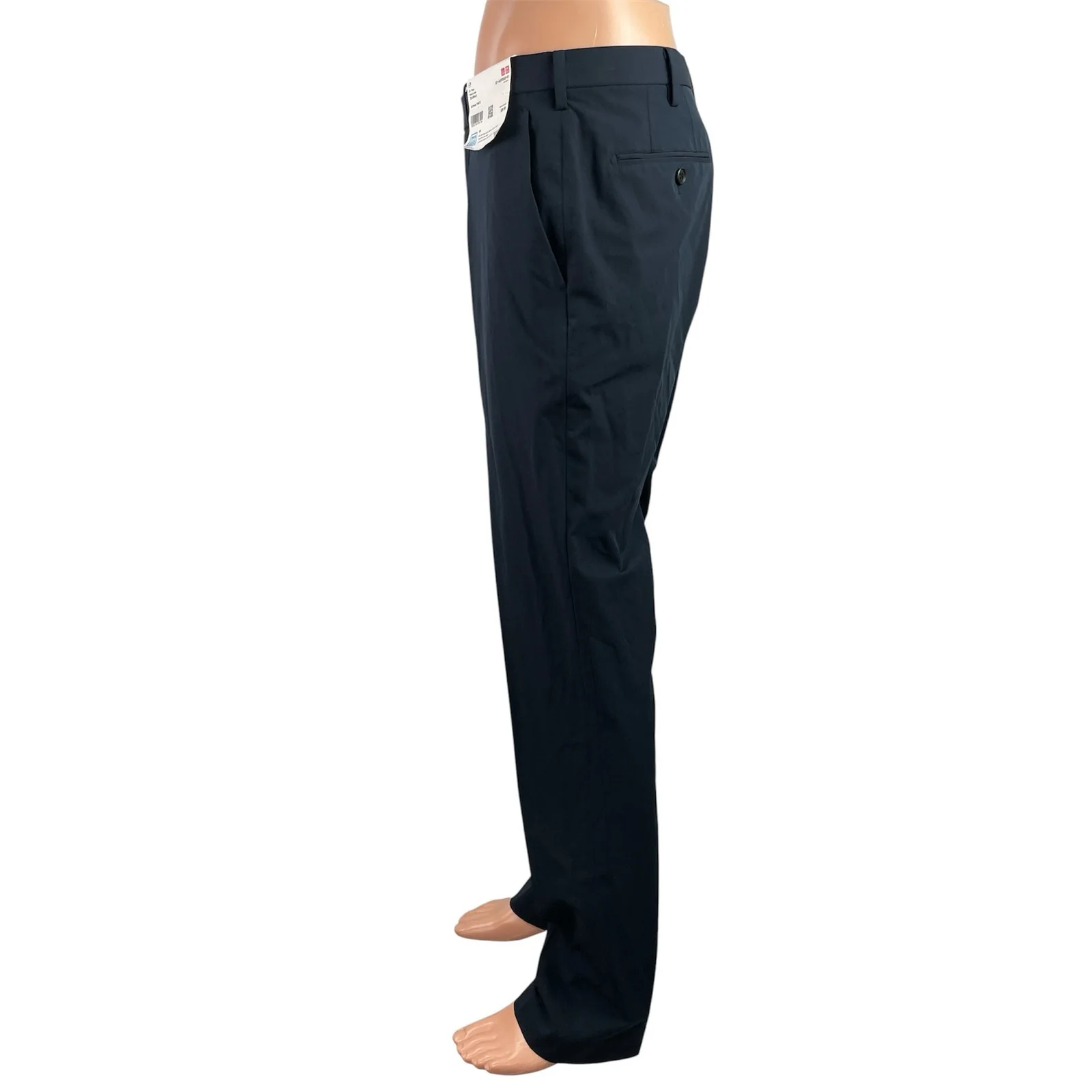 NEW Uniqlo AirSense Mens Black High Waisted Straight Leg Trousers Dress Pants 32 - Image 2