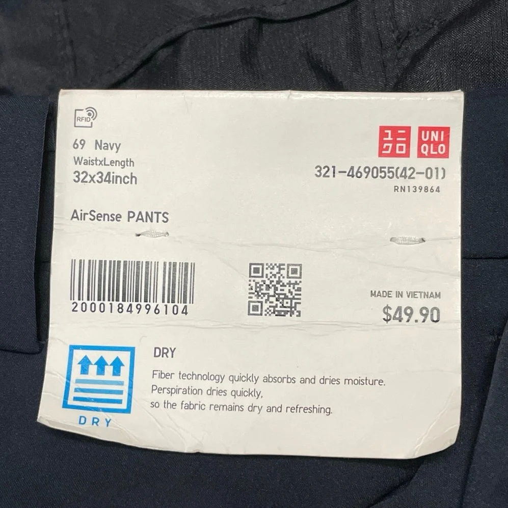NEW Uniqlo AirSense Mens Black High Waisted Straight Leg Trousers Dress Pants 32 - Image 4