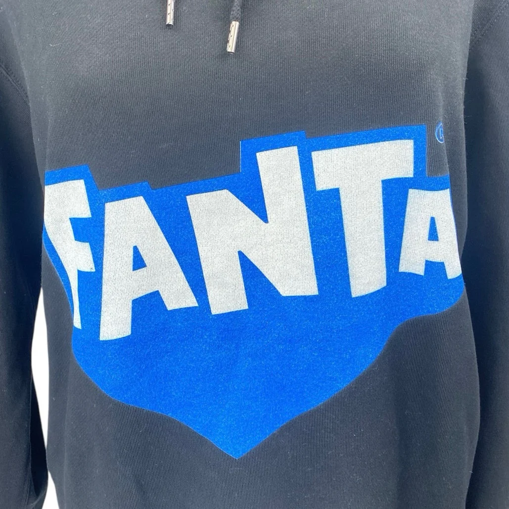 NEW Uniqlo Women's Black Blue Fanta Hoodie Hooded Knit Sweatshirt Top Size L - Image 3