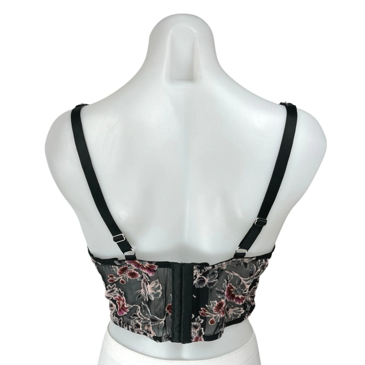 NEW Urban Outfitters Bella Floral Lace Velvet Sleeveless Crop Corset Tank Top L - Image 2