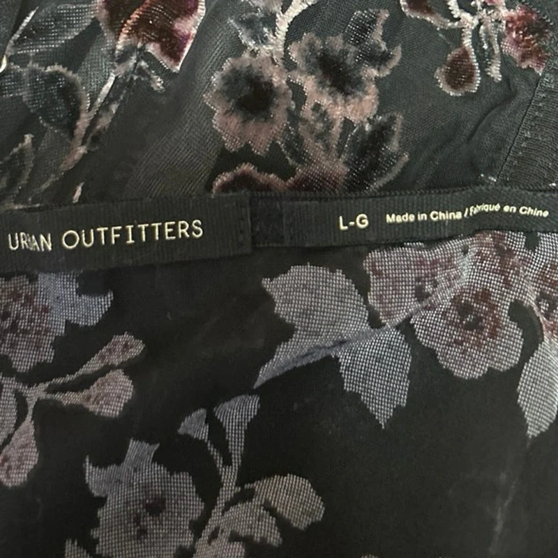 NEW Urban Outfitters Bella Floral Lace Velvet Sleeveless Crop Corset Tank Top L - Image 6