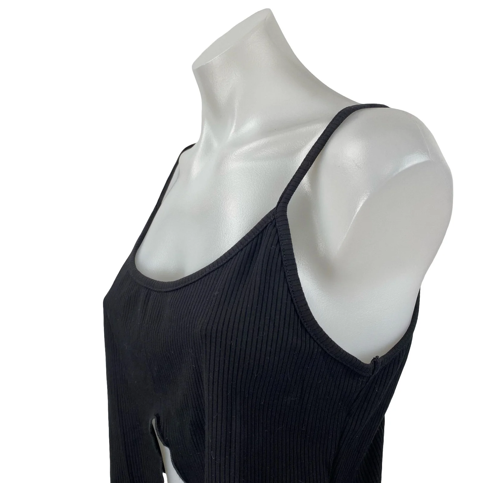 NEW Urban Outfitters Crusada Flyaway Black Split Slip Cami Tank Crop Top Size L - Image 2
