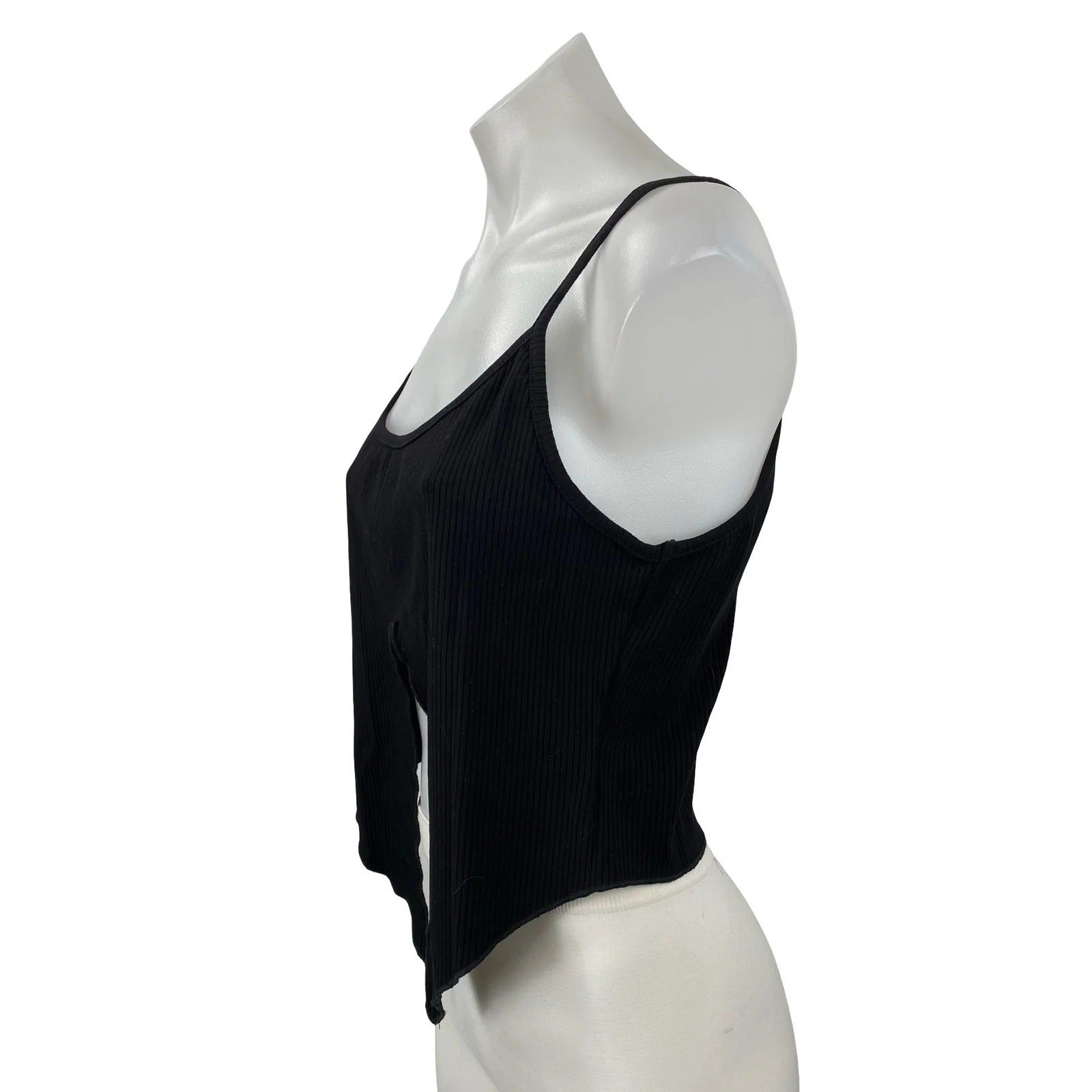 NEW Urban Outfitters Crusada Flyaway Black Split Slip Cami Tank Crop Top Size L - Image 3