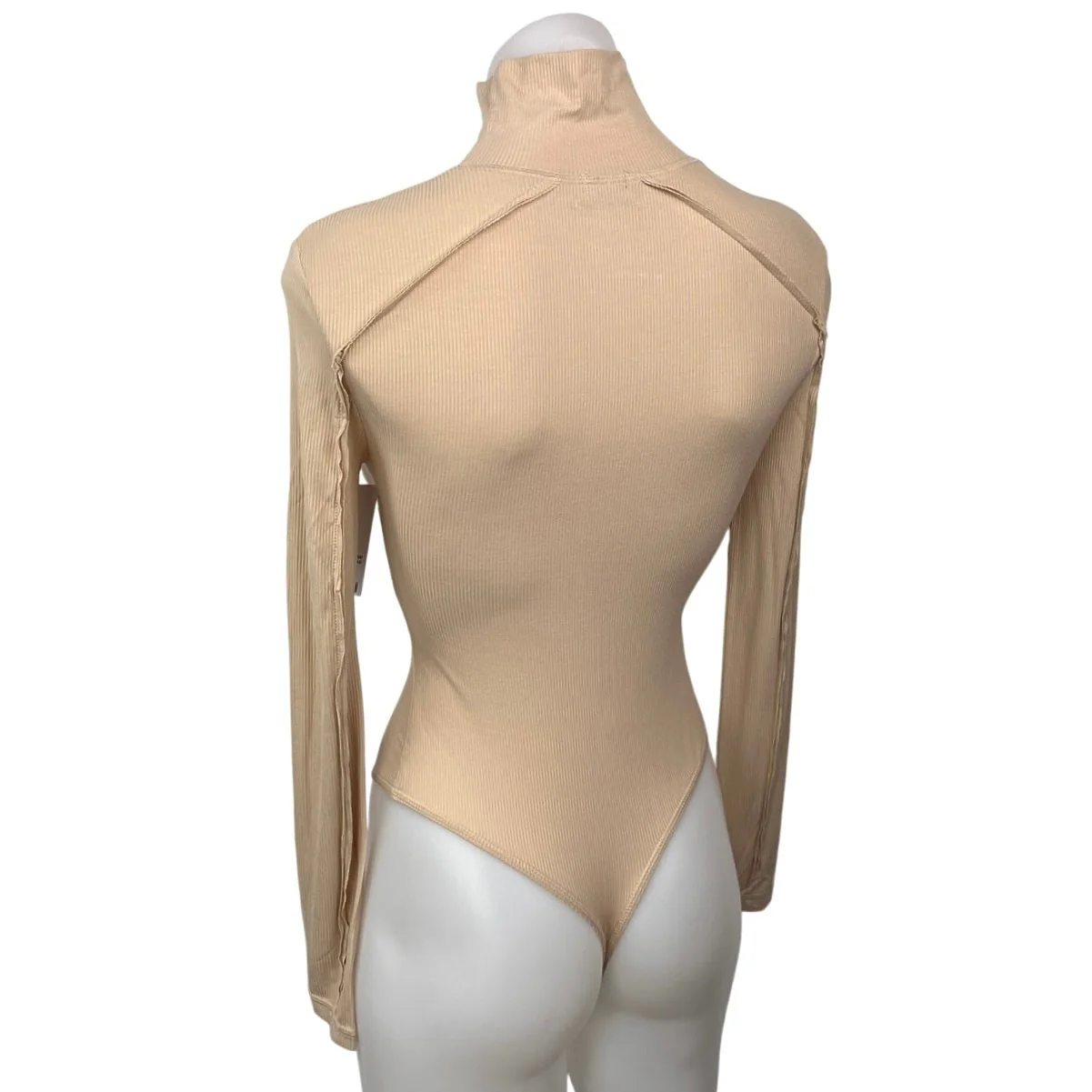NEW Urban Outfitters Out From The Under Beige Ribbed Turtleneck Bodysuit Top S - Image 2