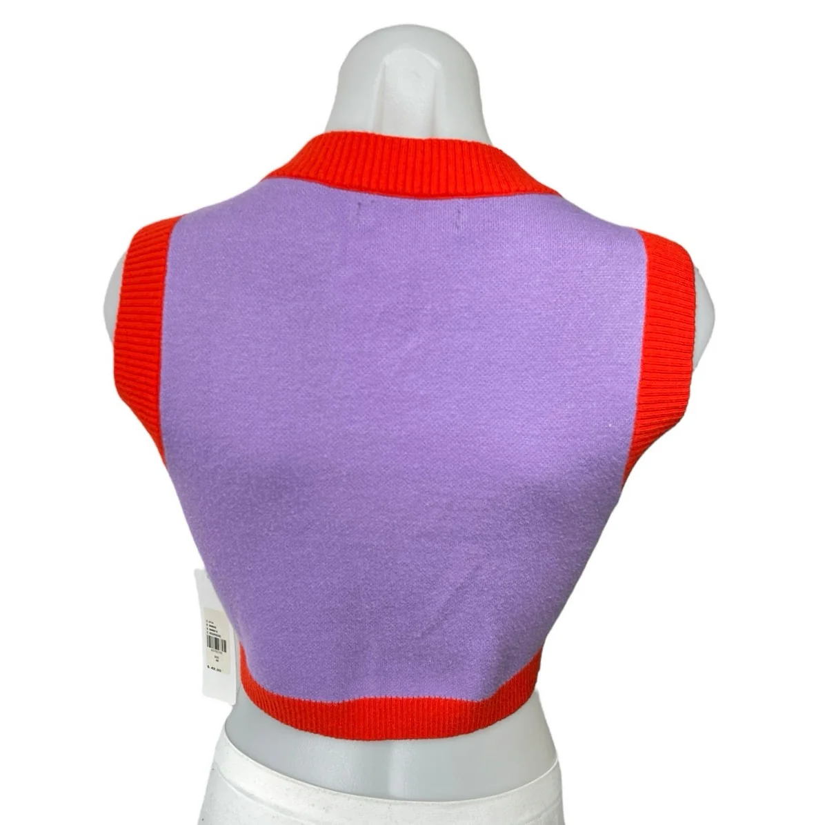NEW Urban Outfitters Purple Red Strawberry Sleeveless Crop Sweater Vest Top Sz M - Image 2