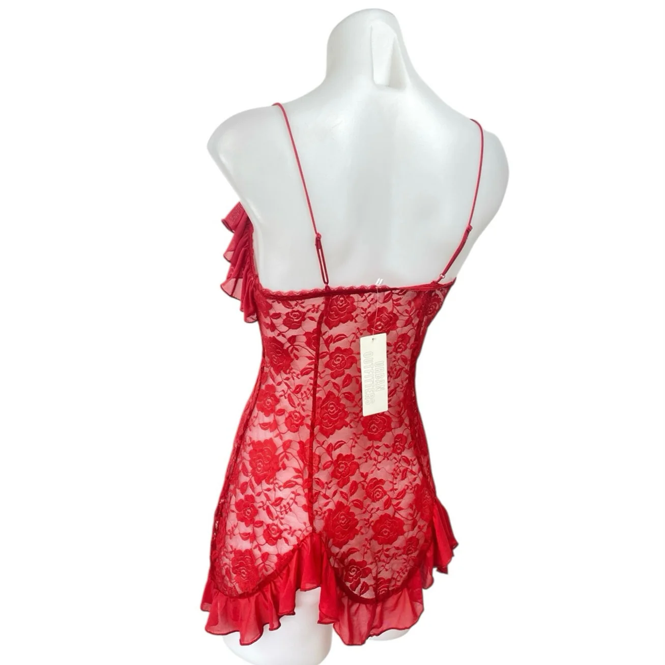 NEW Urban Outfitters Rouge Red Sheer Lace Cami Sleeveless Floral Night Dress XS - Image 2
