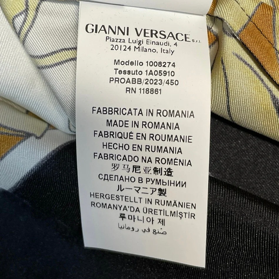 NEW Versace 100% Silk Blue Gold Renaissance Baroque Print Long Sleeve Shirt 48 - Image 8