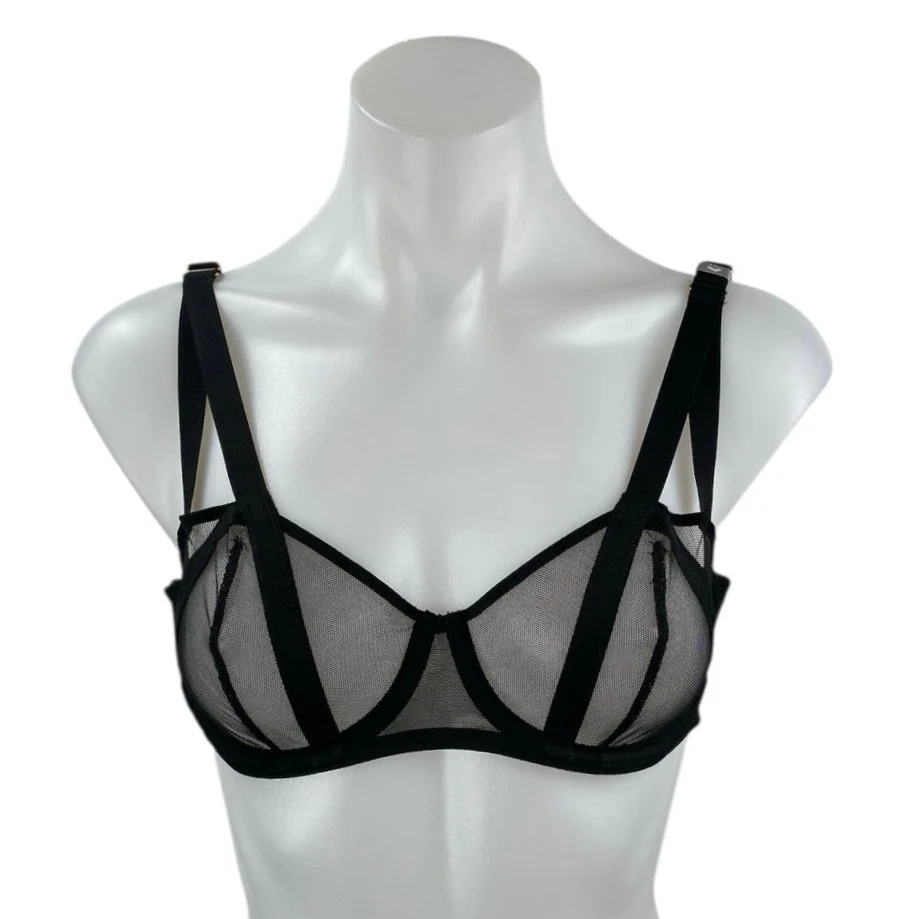 NEW Victoria's Secret Very Sexy Balconette Black Mesh Sheer Underwire Bra Sz 34C