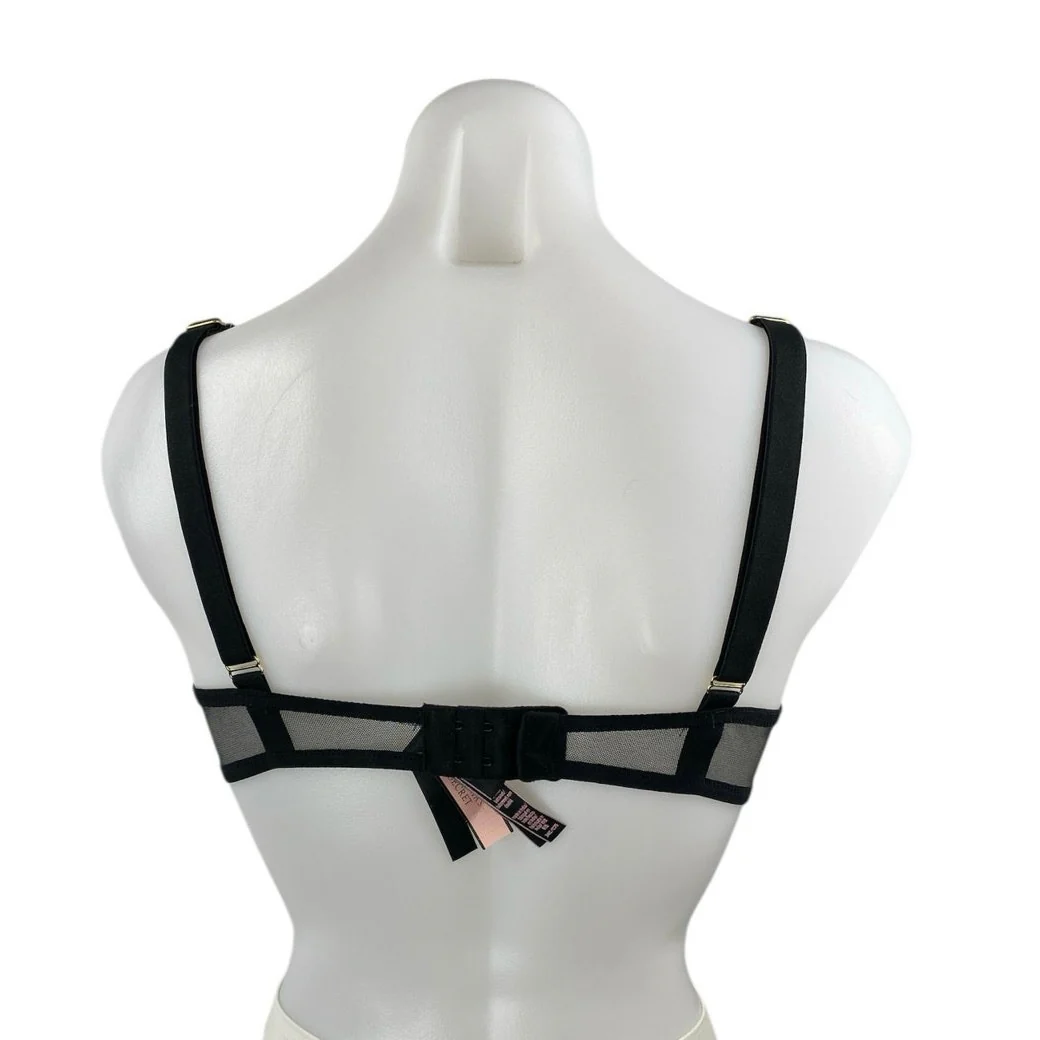 NEW Victoria's Secret Very Sexy Balconette Black Mesh Sheer Underwire Bra Sz 34C - Image 2