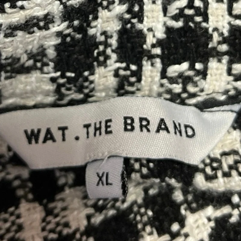 NEW Wat The Brand Black White Tweed Plaid Button Down Long Sleeve Coat Jacket XL - Image 3
