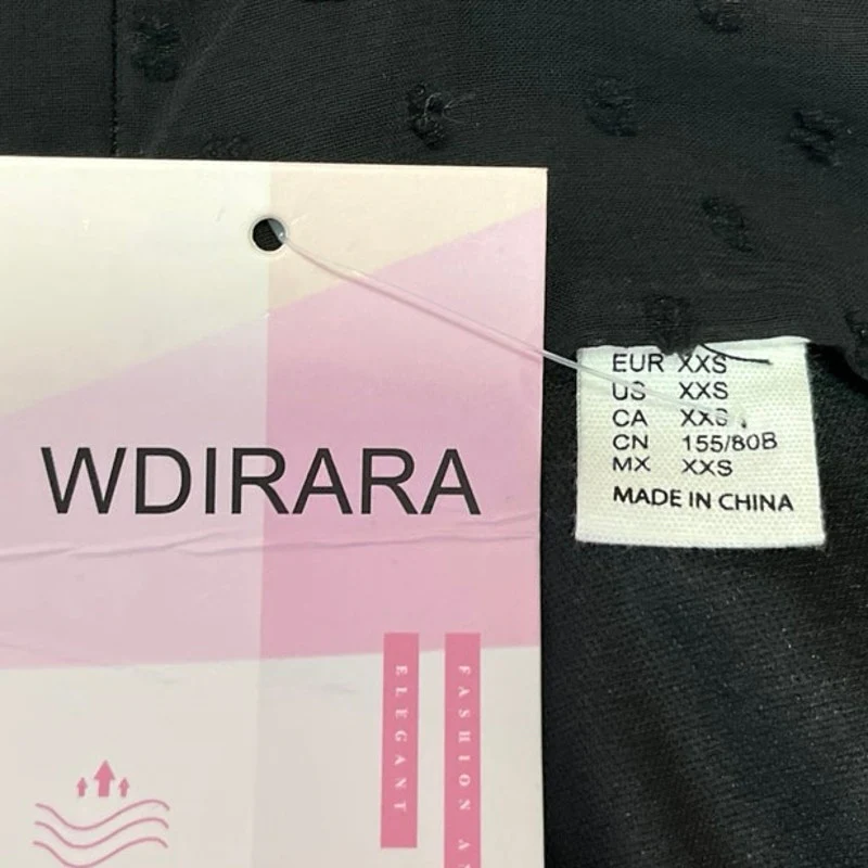 NEW WDIRARA Black Swiss Dot Puff Long Sleeve Mini Fit & Flare A-Line Dress XXS - Image 4