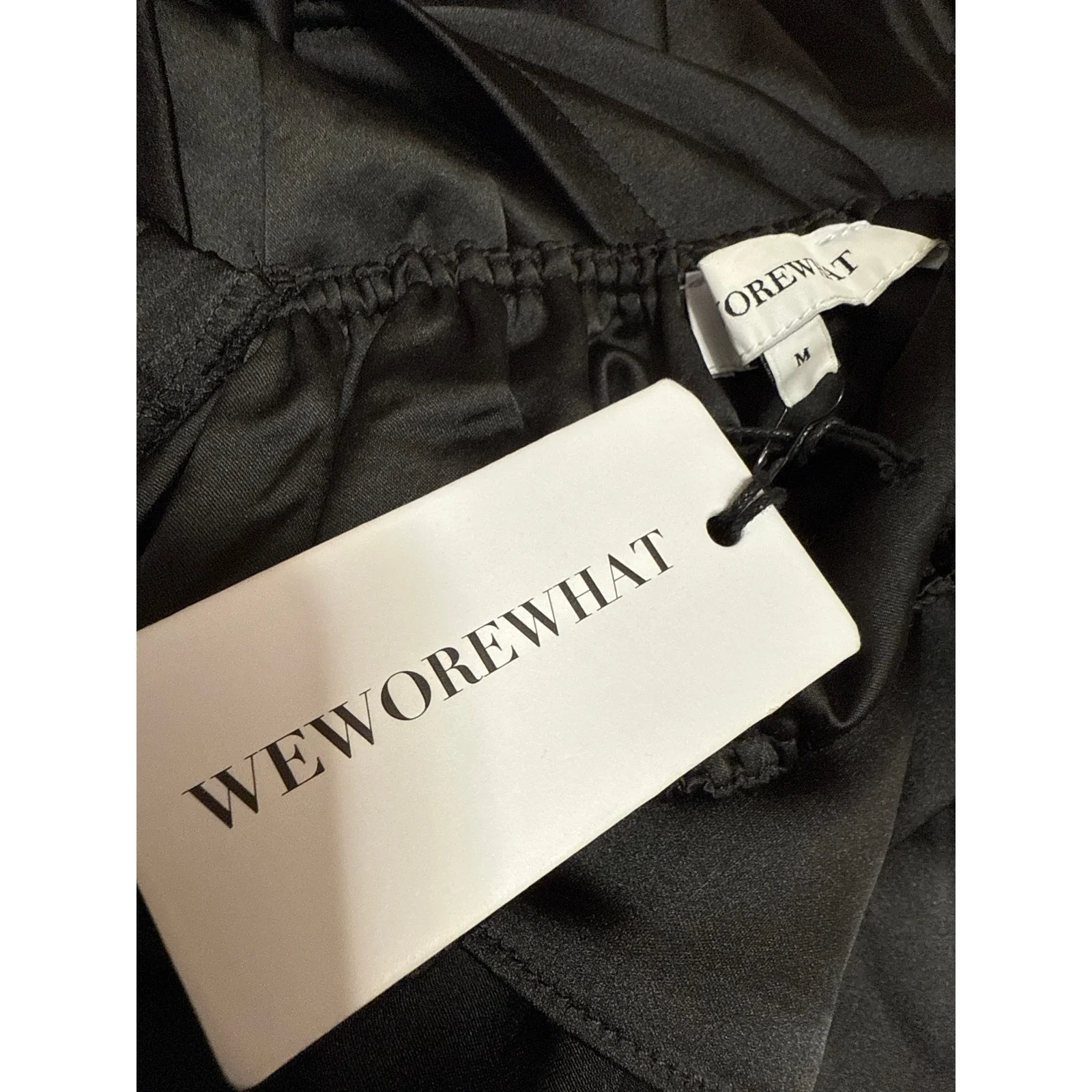 NEW WeWoreWhat Black Long Puff Sleeve Cutout Waist A Line Midi Dress Size XS - Image 5