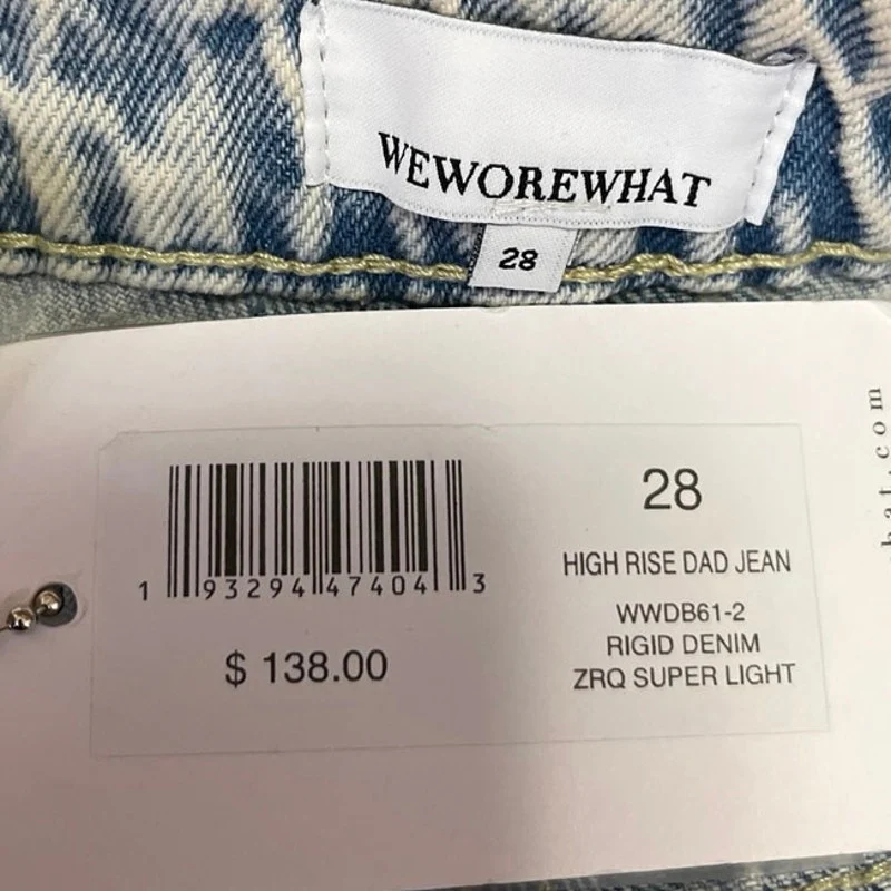 NEW WeWoreWhat Women's Rigid Denim Light Wash Distressed High Rise Dad Jeans 28 - Image 5