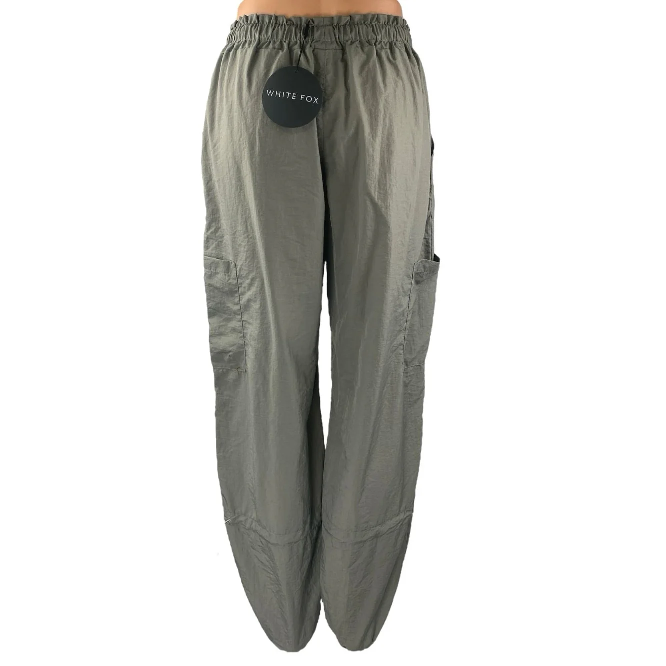 NEW White Fox Green Tapered Baggy Trousers Cargo Windbreaker Jogger Pants Sz XS - Image 3